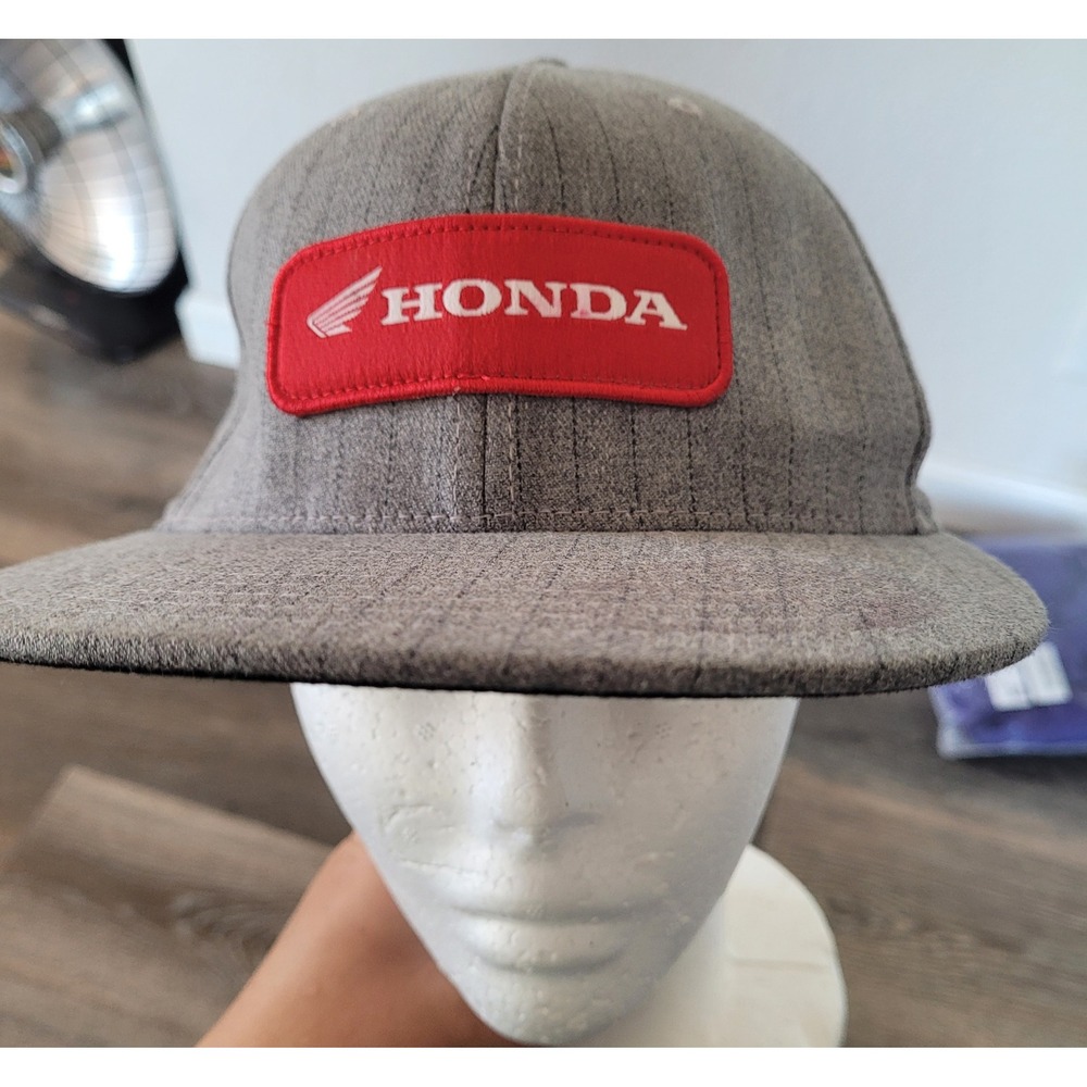 Honda Hat Flexfit Fitted‎ S-M Gray Red Logo Baseball Cap Racing Motorsport #1